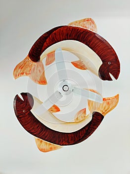 Ceiling fan with beautiful artwork, fish design