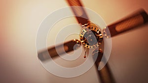 Ceiling fan. Creating air coolness on hot days. Dramatic cinematic atmosphere