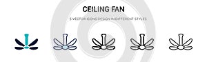 Ceiling fan icon in filled, thin line, outline and stroke style. Vector illustration of two colored and black ceiling fan vector