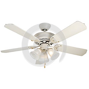 Ceiling fan isolated on white background photo