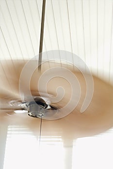 Ceiling fan with motion blur.