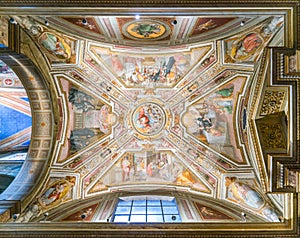 Ceiling fresco by G.B. Ricci in the chapel of Saint Monica, Church of Sant`Agostino in Rome, Italy. photo