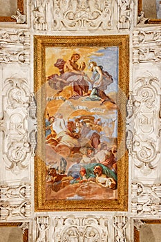 Ceiling fresco in Venaria Reale palace, Turin, Italy