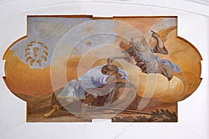 Ceiling frescoe by Johann Adam Remele in Joseph Hall, Cistercian Abbey of Bronnbach, Germany photo