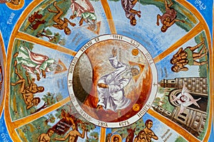 Ceiling frescoes in the Cathedral of the Sokolinsky Monastery in Bulgaria