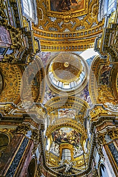 Ceiling Frescoes Dome Basilica Carlo al Corso Church Rome Italy