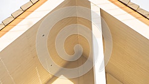 The ceiling (gable roof) of a modern house under construction.