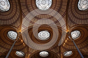 Ceiling and glass roofs of the Richelieu Library in Paris