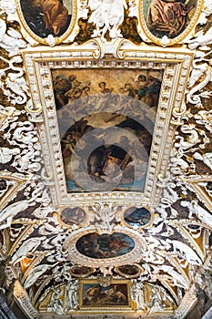 Ceiling in the Hall of the Four Doors in the Palace of Doges, Venice