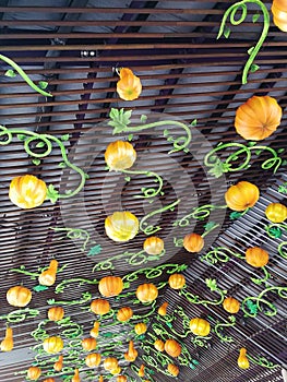 ceiling with Halloween decorations