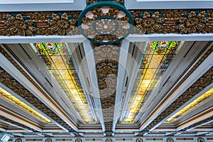 Ceiling of the House of Representatives chamber of State Capitol of Oklahoma in Oklahoma City, OK