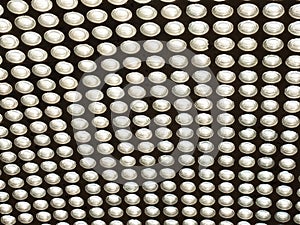 Ceiling of an industrial building with  glass ceiling. Circular glass bricks