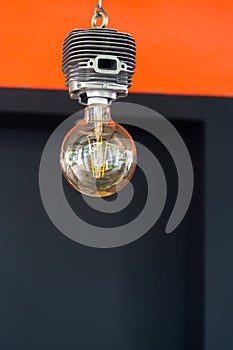 Ceiling lamp interior lighting bulbs design like cylinder motorcycle for vintage decoration