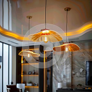 Ceiling lamps in modern style, gold illumination for home interior