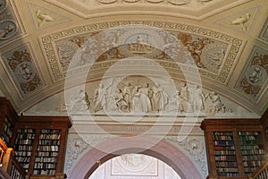 Ceiling of library in The Benedictine Pannonhalma Archabbey photo