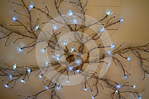 Ceiling light, overhead light in shape of twigs with flowers