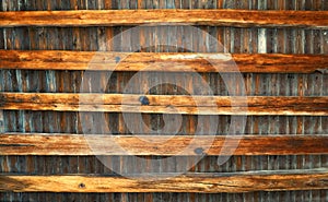 Ceiling made of old wooden beams as a background