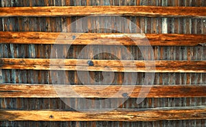 Ceiling made of old wooden beams as a background photo