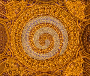 Ceiling of Madrasa Tilya Kori in Samarkand, Uzbekist