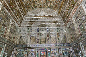 Ceiling of Mirror house of Zinat ol-Molk House belonged to Qavam family and the main hall of it is decorated with mirrors