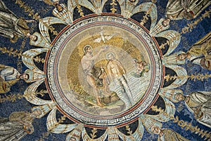 The Ceiling mosaic of The Baptistry of Neon. Ravenna, Italy