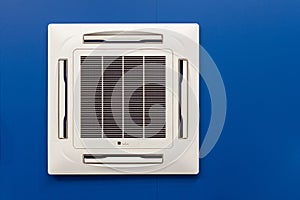 Ceiling mounted cassette type air conditioner.