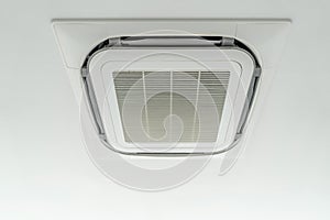 Ceiling mounted cassette type air conditioner in the modern building