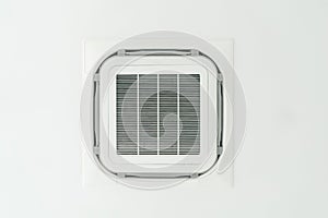 Ceiling mounted cassette type air conditioner in the modern building