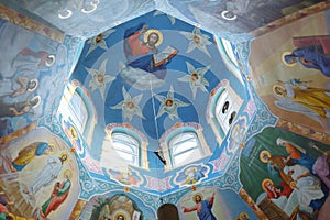 The ceiling orthodox church. Painting on a religious theme