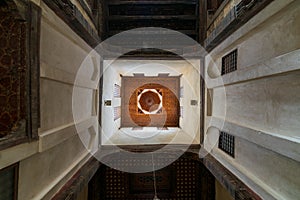 Ceiling at ottoman era historic El Sehemy house located in Moez street, Cairo, Egypt photo