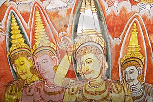 Ceiling Painting at Dambulla Rock Temple photo