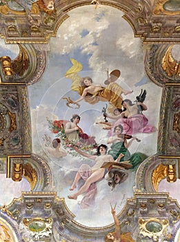 Ceiling painting of the Hall of the Illustrious by Edouard Debat-Ponsant in the Capitol of Toulouse, France