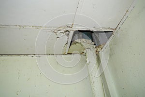 Ceiling penetrating damaged by poor construction