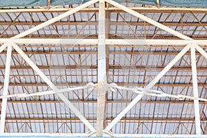 Ceiling roof Metal Sheet old structure in building indoor