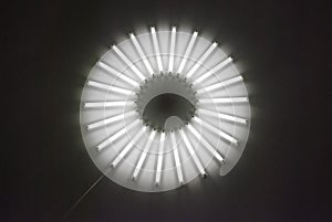 Ceiling round lighting light lamp neon tubes circle glowing in dark