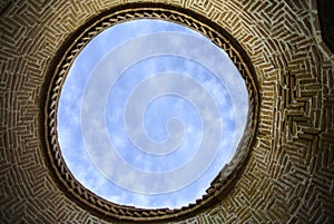 Ceiling of a ruin of Zoroastrians Dakhmeh Towers of Silence in Yazd city, Iran.