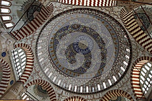 The ceiling of the Selimiye Mosque camii at Edirne in northern Turkey.