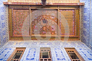 Ceiling of the Tosh Hovli Palace in Khiva, Uzbekistan. photo