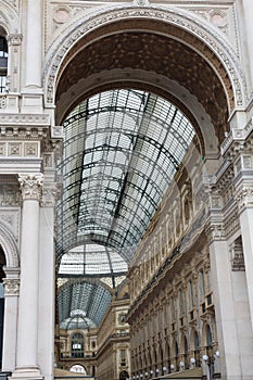 Ceiling of Vittorio Emanuele II Gallery: shopping mall in Milan in the form of a Pedestrian Covered Street