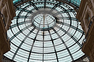 Ceiling of Vittorio Emanuele II Gallery: shopping mall in Milan in the form of a Pedestrian Covered Street