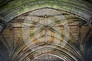 Ceilings and arches at Melrose abbey Scotland