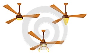 Ceilling fans with lights, illustration, vector