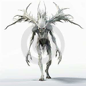 Cel Shaded 3d Wendigo In Full Body Pose On White Background