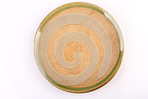 Celadon green ceramic dish, Chiang Mai, Thailand. on wh