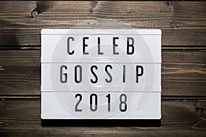 Celeb gossip 2018 message in light box