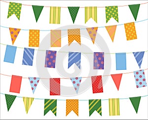 Celebrate banner. Party festival flags collection set.