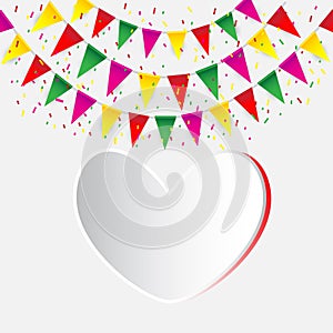 Celebrate banner. party flags with confetti