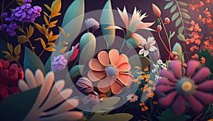 Botanic Garden: A Festive Bouquet of Fresh Blooms in Vintage Decor - ai generated