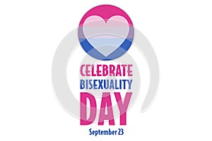 Celebrate Bisexuality Day. Holiday concept. Template for background, banner, card, poster with text inscription. Vector