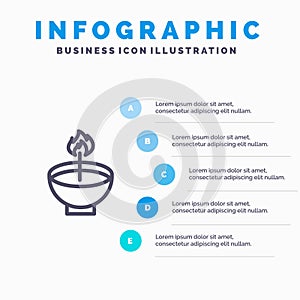 Celebrate, Deepam, Deepavali, Diwali, Festival, Lamp, Light Line icon with 5 steps presentation infographics Background